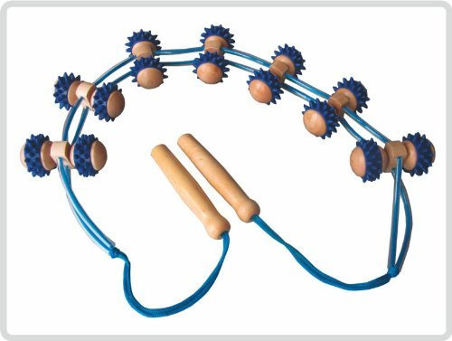 Massageroller Rückenmassageroller Rücken aus Holz mit Kunststoffnoppen - Massageroller Massage Seilroller