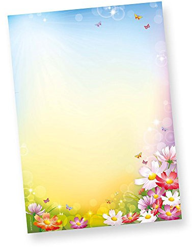 FLORENTINA Briefpapier (1000 Blatt) Hochwertiges Motivpapier mit bunten Blumen