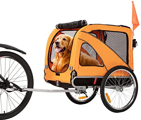 SEPNINE® 2 in 1 Hundeanhänger & Hundebuggy, faltbar mit Bremsen & Anhängerkupplung, bis 40 kg belastbar, Hundetransporter für mittelgroße & große Hunde