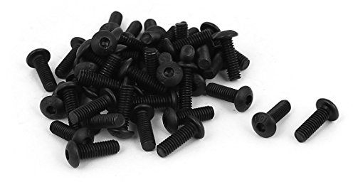 Sourcingmap M4 x 11.5mm Alloy Steel Hex Socket Button Head Machine Screws Black 50 Pcs
