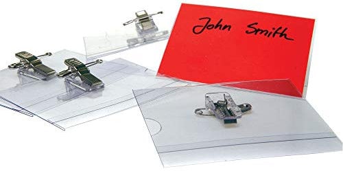 Pavo - Namensschilder, mit Kombiklemme, 54 x 90 mm, transparent, 50 Stück