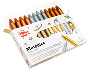 Baker Ross Metallic Wachsmalkreiden in Gold, Silber und Bronze (12 Stück)