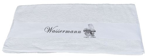 Badetuch Duschtuch Handtuch mit Sternzeichen Wassermann Bedruckt 50x100cm oder 70x140cm (Badetuch 70x140cm, Weiß)
