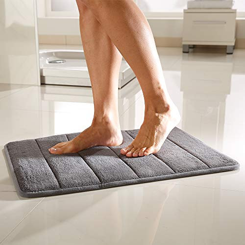 maxVitalis Badematte rutschfest, Memoryschaum, grau, waschbar, Badvorleger schnelltrocknend, Badezimmerteppich, weicher Duschvorleger, Memory Foam, Küchenläufer, Küchenteppich (40 x 60 cm)