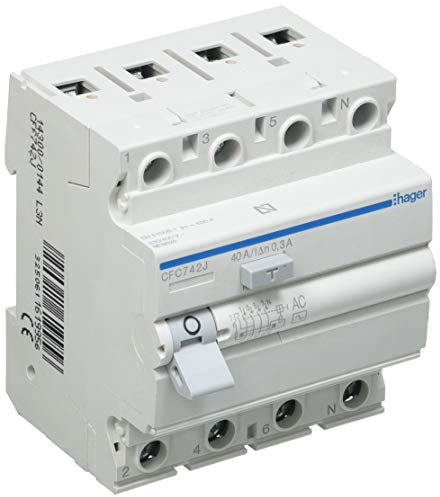 Hager tipo ac - Interruptor diferencial 4 polos 40a 300ma ac