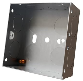 rhinocables Metal 1 Gang Single Socket Back Box, Single Pattress Box Mount, Flush Mount (1 Pack, 25mm)