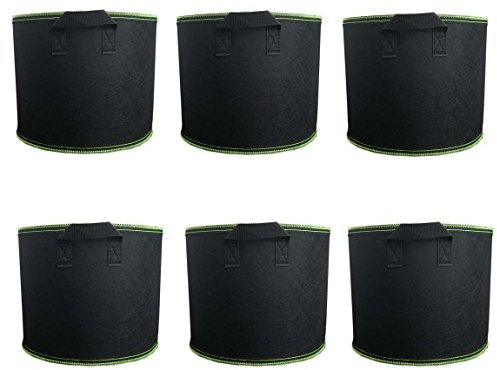 Ancdream (Lot de 6 2 Gallon Noir et Vert Tissu Bassin Récipient Rond Végétale Potted Sac Plantes Grandir Sacs Plantation Pots Pochette Aération