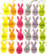 LB H&F 24er Set Frühlingshänger Osterhase bunt Filz zum Aufhängen - OS