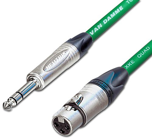 Female XLR to ¼ TRS Jack Lead. Balanced STARQUAD Mic Cable. Short 10m 6m 3m 20m (15m, Green)