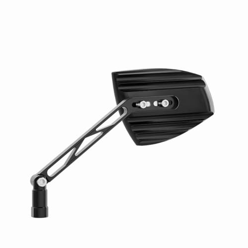 HIGHSIDER Wave Motorrad Alu Spiegel, in 5 Farben, E- geprüft (2er-Pack) (Schwarz)
