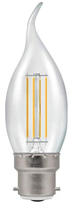 Crompton B22 LED Bent-Tip Filament Candle Bulbs 5 Watts Dimmable 470LM / 40W Incandescent Equivalent C35 Bayonet (BC-B22d) Candle Light Bulbs Warm White 2700K