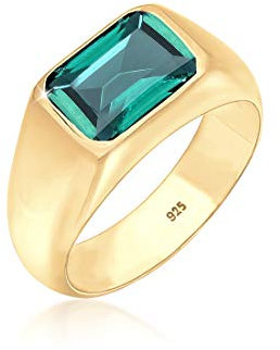 Elli PREMIUM Ring Siegelring mit Granat Edelstein Rot Trend aus 925 Sterling Silber