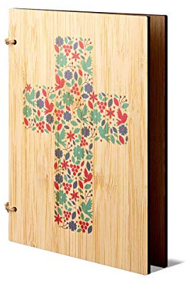 Bambus Geschenkkarte Glückwunschkarte Bambuskarte Holz handgefertigt DIN A6 inkl. Umschlag z.B. als Hochzeitskarte oder Geburtstagskarte - Blumenkreuz