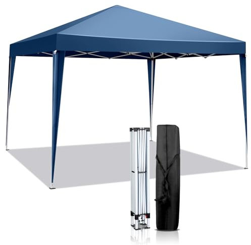 Tonnelle de Jardin Pliante 3x3m, Tente Réception Pliante Imperméable avec Sac de Transport pour Camping Festival Plage Jardin - Bleu