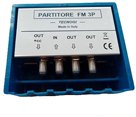 Vsnetwork Partitore di segnale da palo per antenne digitale terrestre DTT, 1 ingresso / 3 uscite per 3 TV