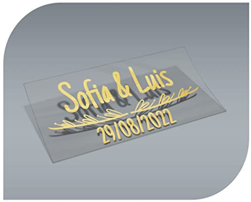 Personalisierbare Aufkleber mit Namen und Datum, Aufkleber für Einladungen, Hochzeit, Taufe, Verlobung, Kommunion, Geburtstag, Party, Vintage, Stempel (Modell 7)