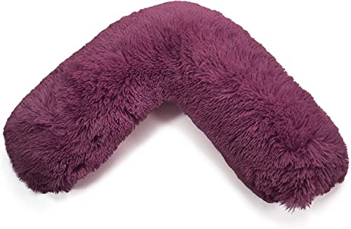 NIGHTZONE Teddy V Shaped Complete V Pillow or V Case Only For Neck Maternity Back Support Soft Warm Plush Cosy Fleece V Shape Cover (Teddy Cuddles Plum, Teddy Cover With V Pillow)