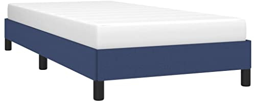 vidaXL Polsterbett, Bett Bettgestell mit Lattenrost, Schlafzimmerbett Einzelbett mit Stützbeinen, Bettrahmen Schlafzimmermöbel, Blau 90x190cm Stoff