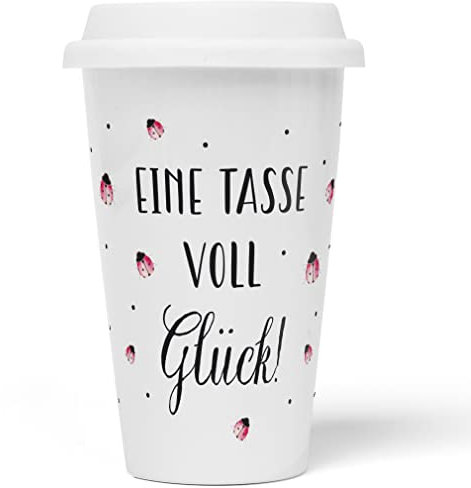 JUNIWORDS To-Go Becher mit Deckel, Eine Tasse voll Glück! (1008292)