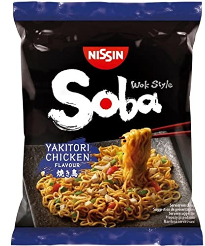 Vmart Nissin Soba Instant Nudeln Yakitori Huhn 110g 9er Pack (9 Portionen) - Authentische Japanische Ramennudeln, blau