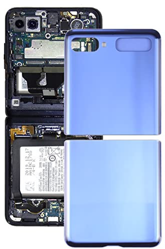Repairparts Couvercle arrière de la Batterie en Verre for Samsung Galaxy Z Flip 4G SM-F700 (Noir) (Bleu) (Or) (Gris) (Color : Blue)