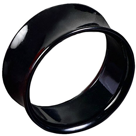 viva-adorno® Double Flared Flesh Tunnel Plug Tube Tunnel ohne Gewinde Kunststoff Acryl 3-24mm UFT, Tunnel schwarz 24mm