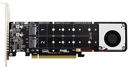 WANGCL 4 in 1 NVME PCIE Konverter M.2 M-Key auf PCIE 16x mit Lüfter für Desktop Motherboard Festplattenerweiterung