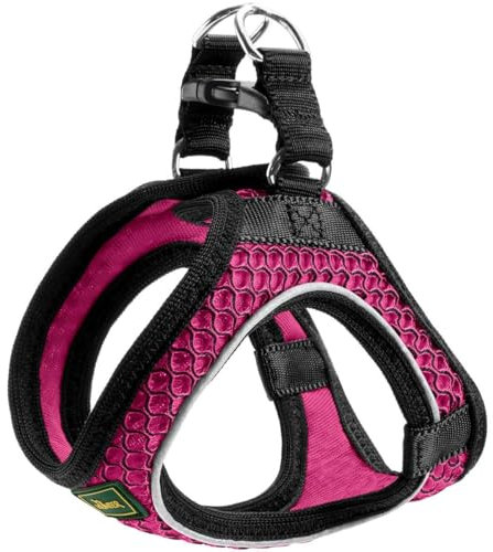 HUNTER Hundegeschirr Hilo Comfort, Farbe: pink, Easy Step-In Geschirr für kleine bis mittlere Hunde, mit Netzmaterial, reflektierende Elemente, angenehm leicht, modernes Design, Größe: M-L