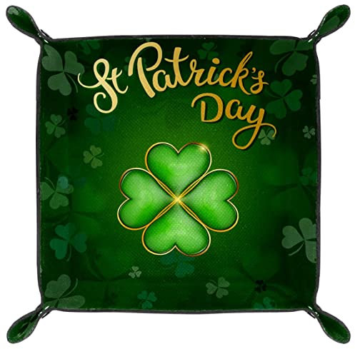 suojapuku verlässt St. Patrick's Day Schmucktabletts,gefaltetes Ledertablett Tischorganizer zur Aufbewahrung von Schlüsselmünzen,Schmuck,Uhren
