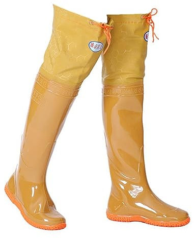 Stivali A Coscia da Pesca Stivali da Pesca for Glutei da Pesca all'aperto -60 cm, Suola Oxford Impermeabile e Antiscivolo for Uomini e Donne, Adatti for Piedi tra 22 e 27,5 cm (Color : Yellow, Size