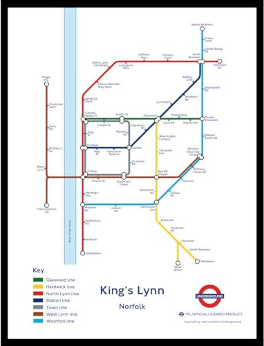 The Happy Puzzle Company - Kings Lynn Underground Jigsaw Map 1000 Pieces - Jigsaw Puzzles for Adults 1000. This is an official Transport For London licenced product.