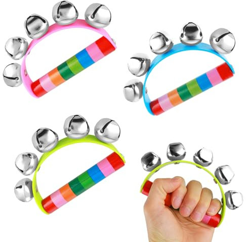 3 x Weihnachts-Hand-Glocken, Schlittenglocken, Griff, Shaker, Rasseln, Musik-Rhythmus, Percussion-Instrumente, Musikspielzeug