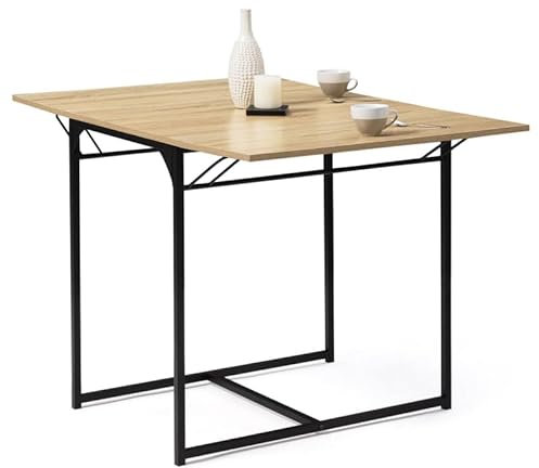 IDMarket - Mesa de comedor extensible rectangular Detroit para 2-6 personas, diseño industrial, 60-120 cm
