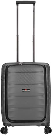 Von Cronshagen Reisetrolley Balto | Stabiler Hartschalen Koffer in verschiedenen Größen | 4 leichtlaufende Doppelrollen | 3-stelliges TSA-Zahlenschloss (Anthra, S- Handgepäck Vortasche 55cm)