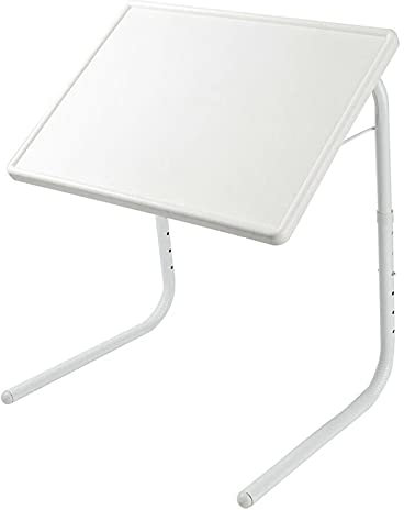 MaGiLL Mesas con Bandeja para TV Plegables, Juego de 2, mesas con Bandeja para TV Ajustables para Comer en el sofá, Mesa pequeña Blanca para el hogar, Cena, Dormitorio, Espacio pequeño