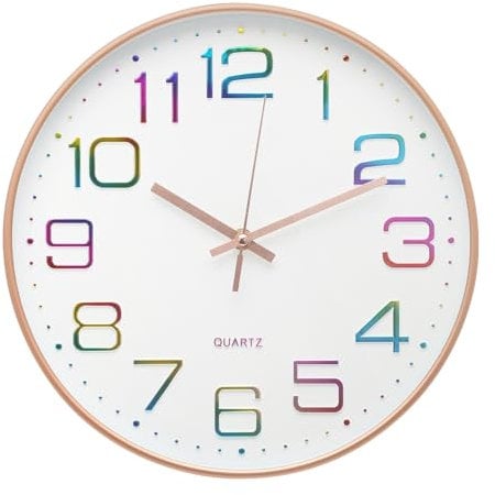 APIELE Silent Simple Pointer 3D Digital Wanduhr für Schlafzimmer Küche Wohnzimmer Schule