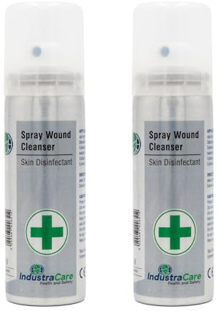 IndustraCare 70ml Spray Wound Cleanser - Clean & Disinfect Minor Wounds, First Aid Aerosol - Twin Pack
