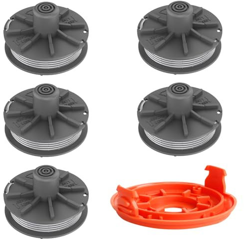 Gardena 5307-20 Ersatz-Trimmerspule mit 5344-20 Abdeckung, 6,1 m Spulenschnur und Abdeckung für Turbotrimmer Easycut 400 Art.8846 ComfortCut450 Art.8847 PowerCut Art.8848 (5 Spule + 1 Abdeckung)