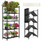 REAWOW Escalier pour plantes avec lampe LED d'intérieur - Support en métal - 5 niveaux - Étagère à fleurs - Étagère à plantes - Étagère à plantes - Pour l'extérieur, l'intérieur, le salon, le balcon,