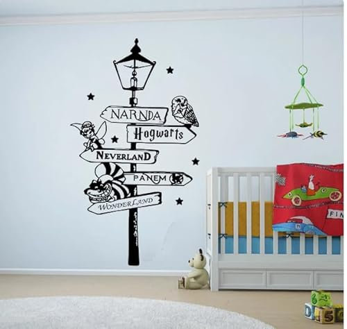 Wandtattoo Straßenlaterne Lampe Eule Katze Wandaufkleber Aufkleber Wohnkultur, Schwarz, 75cm hoch x 43cm breit