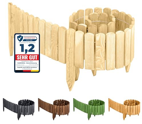 Garronda Beeteinfassung Holz Rollzaun Holzzaun 200 x 20 cm imprägniert Flexibler Rollborder Rasenkante Palisade Gartenzaun Umzäunung für Garten GD-0046 (Natural, Nicht imprägniert, Höhe: 20 cm)