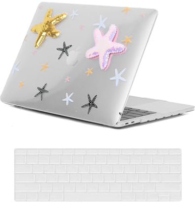 HLAAJJX Hülle Kompatibel mit MacBook Pro 16 Zoll A2485 A2780 A2991 M1 M2 M3 2021 2023 mit Liquid Retina Display Touch ID, 3D-Muster Plastik Hartschale Case & Tastaturschutz, Seestern