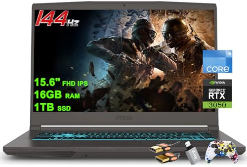 MSI Thin 15 Gaming Laptop 15.6 FHD IPS 144Hz Intel 8-core i5-13420H (Beats i7-11800H) 16GB RAM 1TB SSD GeForce RTX 3050 Backlit USB-C Win11 w/ICP Hub