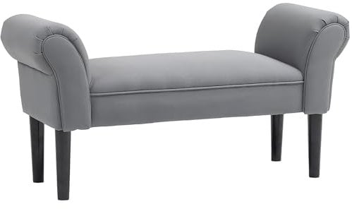 HOMCOM Bettbank, Polsterbank, Sitzbank, Flurbank für Schlafzimmer, bis 130 kg Belastbar, Segelstoff, Dunkelgrau, 102 x 36 x 51 cm