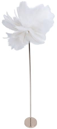 Hyuduo Plumes Lampadaire Plume D'autruche Lampadaire Iron Art 61 Pouces LED USB Stepless Dimmable Lampe sur Pied Décorative Moderne pour Chevet Salon (WHITE)