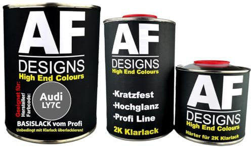 Pintura de coche adecuada para Audi LY7C, color gris nardo, 1,25 l, juego de barniz transparente, pintura base, pintura de reparación, listo para pulverizar