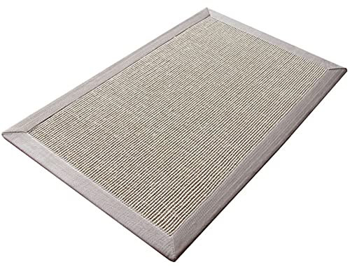 Rutschfeste Türmatte in Hand gewebt, Naturjute Sisal Willkommensmatte Teppich für Innen und Außen, ideal für stark beanspruchte Bereiche, grau, 100 x 150 cm