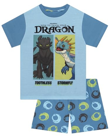 How To Train Your Dragon Boys Pyjamas, Toothless Pjs For Boys, Dragon Kids Pjs For Summer, Blue 7-8 Years