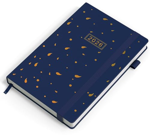 DeDe Bee Kalender 2026 Wochenplaner, Terminplaner buchkalender, A5 Gebundene Ausgabe Tagebuch, Mehrsprachiges, 1 Woche 2 Seiten, Januar 2026 - Dezember 2026 (Blau)