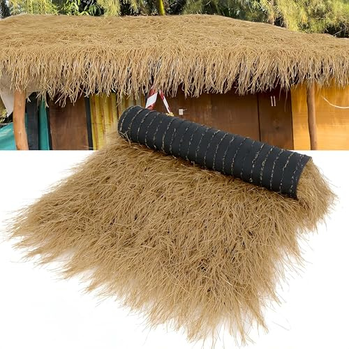 SHAIRMB Toiture en Chaume SynthéTique ImperméAble, Toiture en Chaume SynthéTique, Toiture en Rouleau, Rouleaux De Palmier, pour Cabane, ClôTure, FêTe dans Le Jardin,Jaune,1x5m(39.4x197in)